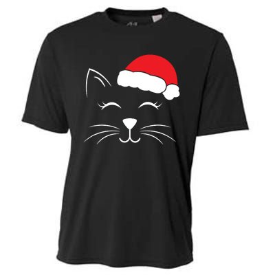 Cute Santa Cat Lover Christmas Cooling Performance Crew T-Shirt