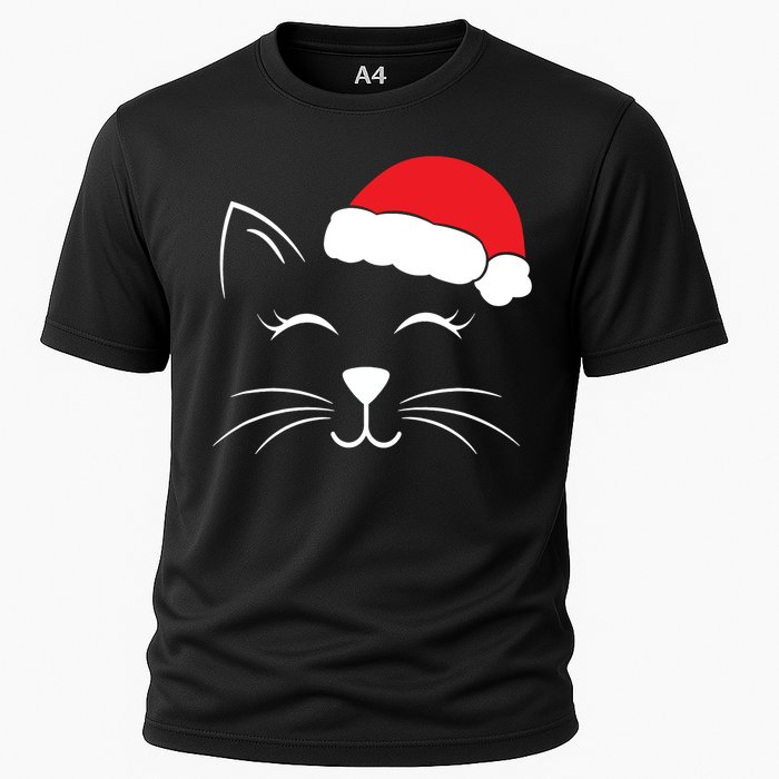 Cute Santa Cat Lover Christmas Cooling Performance Crew T-Shirt