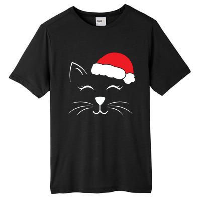 Cute Santa Cat Lover Christmas Tall Fusion ChromaSoft Performance T-Shirt