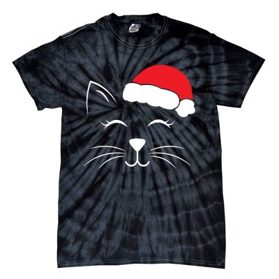 Cute Santa Cat Lover Christmas Tie-Dye T-Shirt