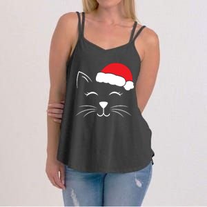 Cute Santa Cat Lover Christmas Women's Strappy Tank