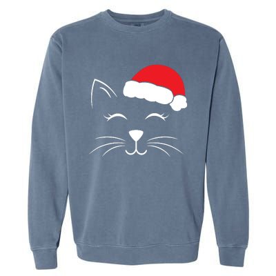 Cute Santa Cat Lover Christmas Garment-Dyed Sweatshirt