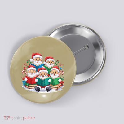Cute Santa Choir Christmas Reading Holiday Lovers Button