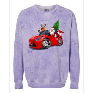 Christmas Santa Claus Reindeer Muscle Car Colorblast Crewneck Sweatshirt