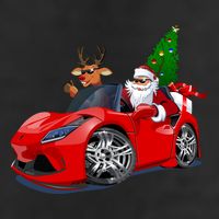 Christmas Santa Claus Reindeer Muscle Car 7 Panel Mesh Trucker Snapback Hat