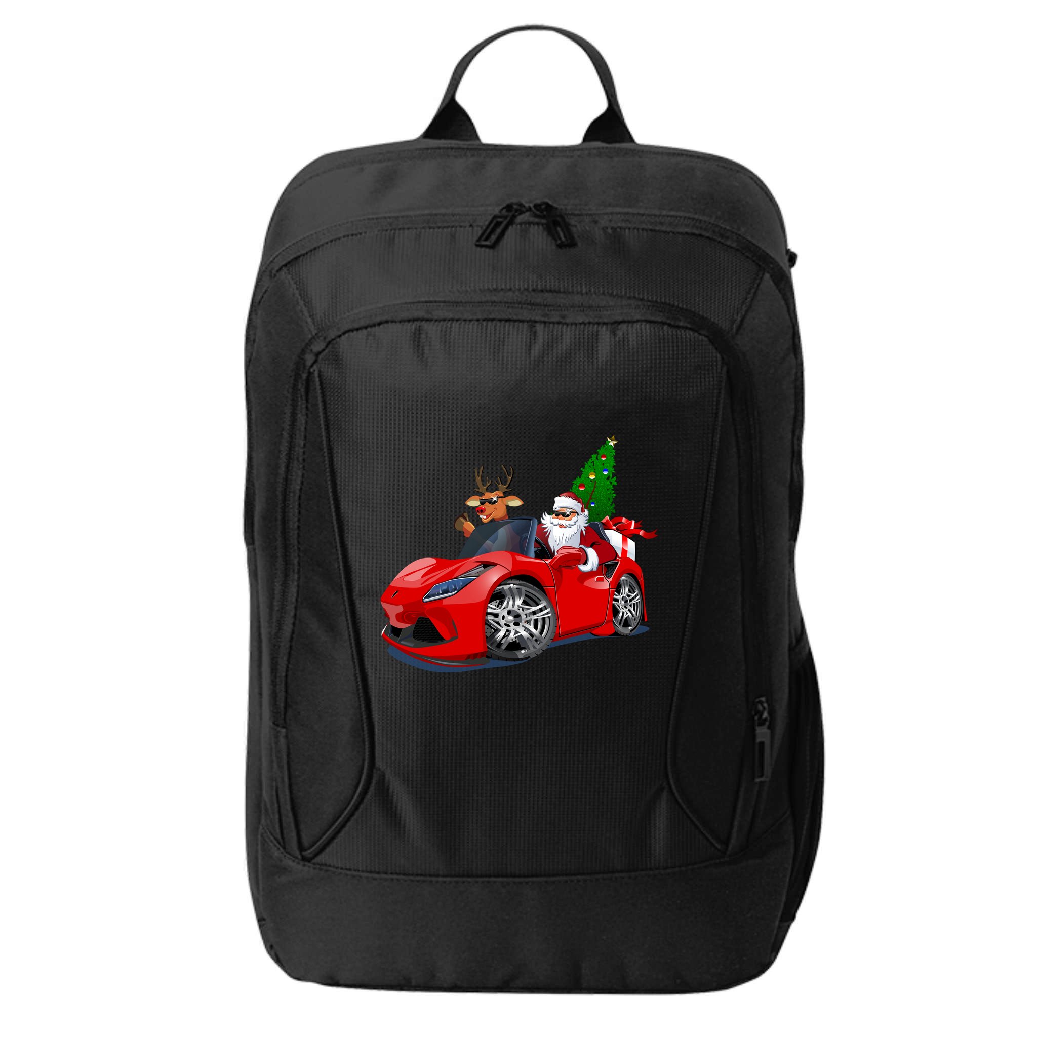 Christmas Santa Claus Reindeer Muscle Car City Backpack