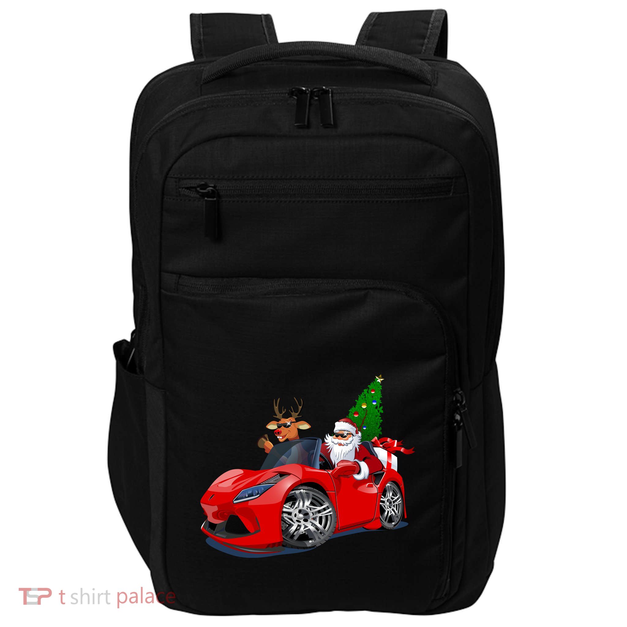 Christmas Santa Claus Reindeer Muscle Car Impact Tech Backpack