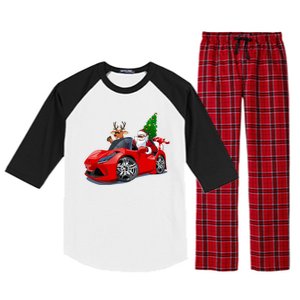 Christmas Santa Claus Reindeer Muscle Car Raglan Sleeve Pajama Set