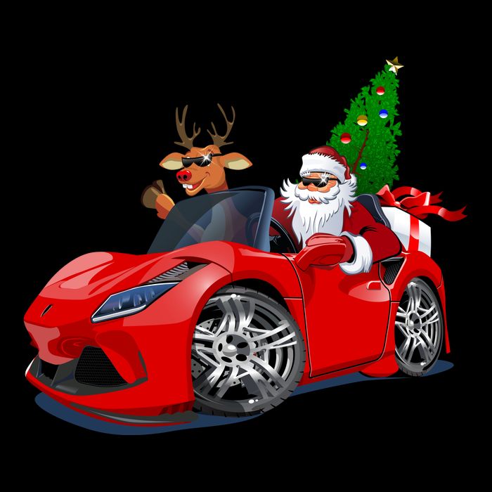 Christmas Santa Claus Reindeer Muscle Car 16 in Basic Backpack