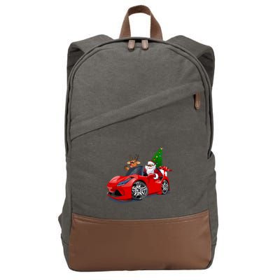 Christmas Santa Claus Reindeer Muscle Car Cotton Canvas Backpack