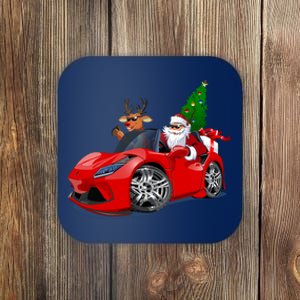 Christmas Santa Claus Reindeer Muscle Car Coaster