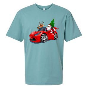 Christmas Santa Claus Reindeer Muscle Car Sueded Cloud Jersey T-Shirt