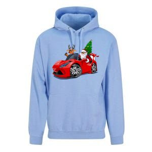 Christmas Santa Claus Reindeer Muscle Car Unisex Surf Hoodie