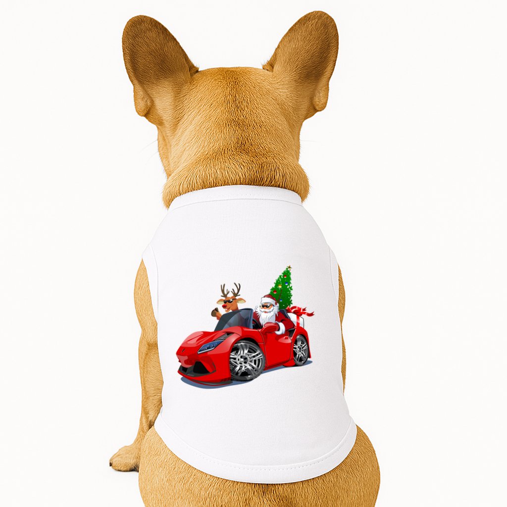 Christmas Santa Claus Reindeer Muscle Car Doggie Tank