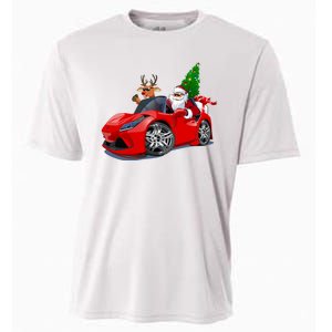 Christmas Santa Claus Reindeer Muscle Car Cooling Performance Crew T-Shirt