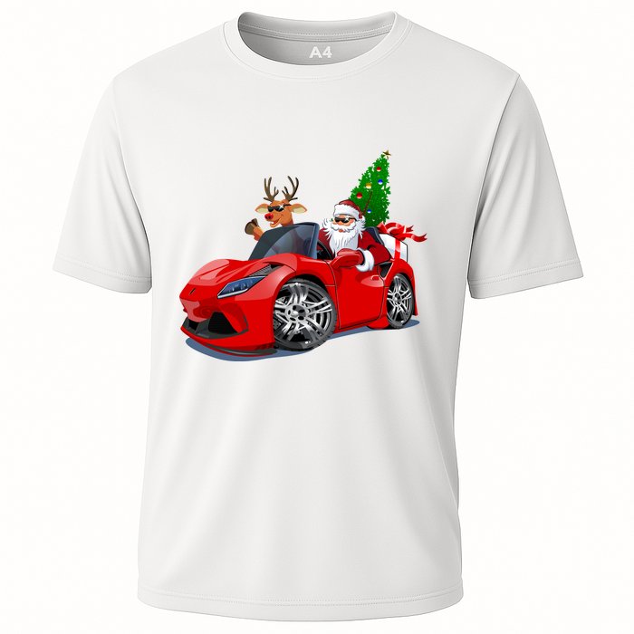 Christmas Santa Claus Reindeer Muscle Car Performance Shirt