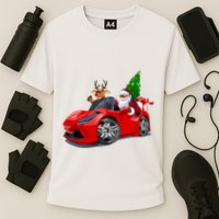 Christmas Santa Claus Reindeer Muscle Car Performance Shirt