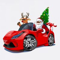 Christmas Santa Claus Reindeer Muscle Car Performance Shirt