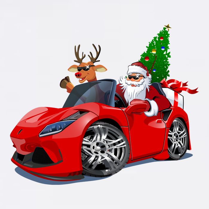Christmas Santa Claus Reindeer Muscle Car Performance Shirt