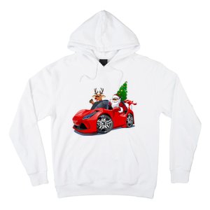 Christmas Santa Claus Reindeer Muscle Car Hoodie