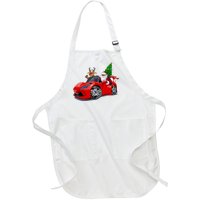 Christmas Santa Claus Reindeer Muscle Car Full-Length Apron With Pockets