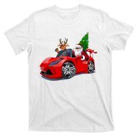 Christmas Santa Claus Reindeer Muscle Car T-Shirt