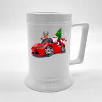 Christmas Santa Claus Reindeer Muscle Car Beer Stein