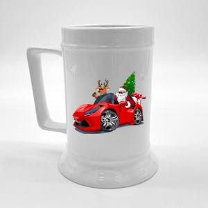 Christmas Santa Claus Reindeer Muscle Car Beer Stein