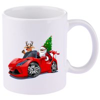 Christmas Santa Claus Reindeer Muscle Car 11oz C Handle Ceramic Mug