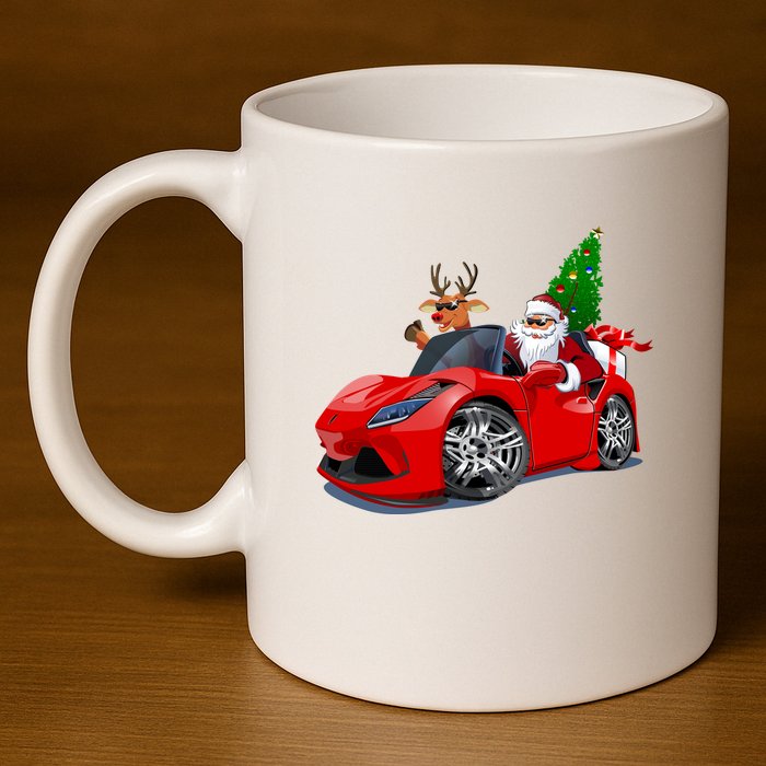 Christmas Santa Claus Reindeer Muscle Car 11oz C Handle Ceramic Mug