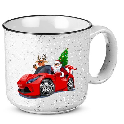 Christmas Santa Claus Reindeer Muscle Car 15oz Campfire Ceramic Mug