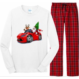 Christmas Santa Claus Reindeer Muscle Car Long Sleeve Pajama Set