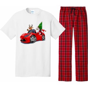 Christmas Santa Claus Reindeer Muscle Car Pajama Set