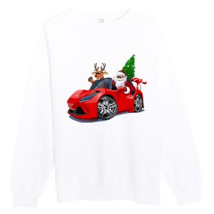 Christmas Santa Claus Reindeer Muscle Car Premium Crewneck Sweatshirt