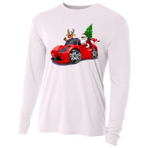 Christmas Santa Claus Reindeer Muscle Car Cooling Performance Long Sleeve Crew