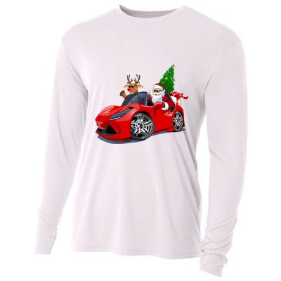 Christmas Santa Claus Reindeer Muscle Car Cooling Performance Long Sleeve Crew