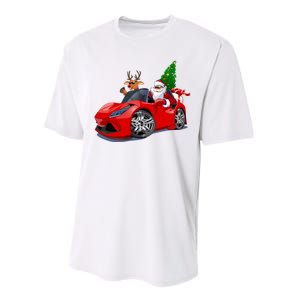 Christmas Santa Claus Reindeer Muscle Car Performance Sprint T-Shirt