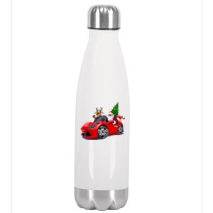 Christmas Santa Claus Reindeer Muscle Car Stainless Steel Insulated Water Bottle