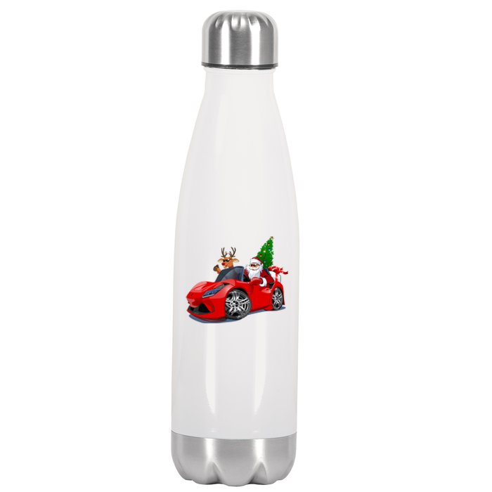 Christmas Santa Claus Reindeer Muscle Car Stainless Steel Insulated Water Bottle