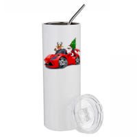 Christmas Santa Claus Reindeer Muscle Car Stainless Steel Tumbler