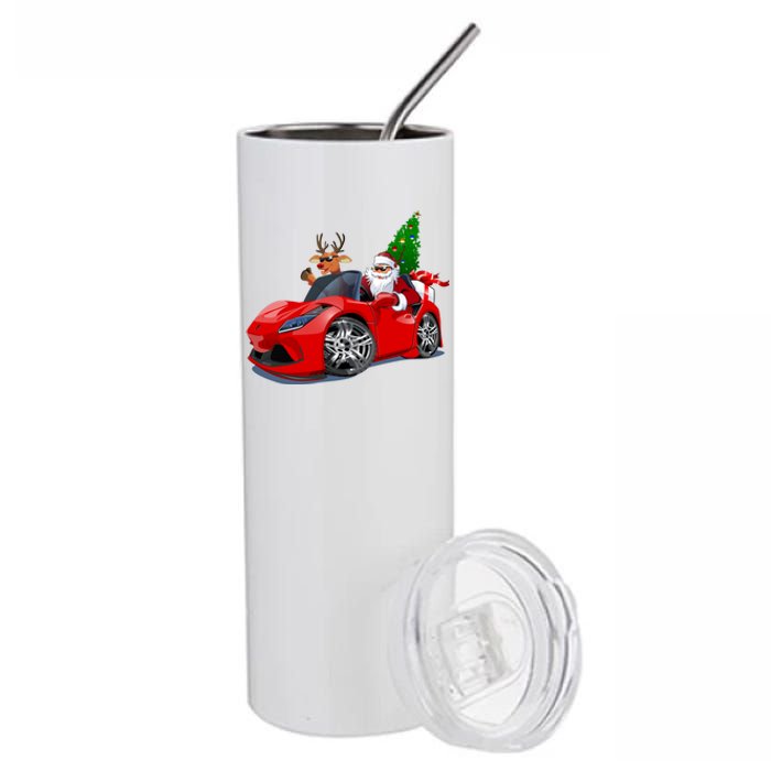 Christmas Santa Claus Reindeer Muscle Car Stainless Steel Tumbler