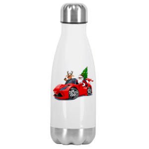 Christmas Santa Claus Reindeer Muscle Car Stainless Steel Insulated Water Bottle