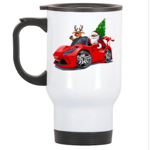 Christmas Santa Claus Reindeer Muscle Car Stainless Steel Travel Mug