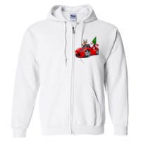 Christmas Santa Claus Reindeer Muscle Car Full Zip Hoodie