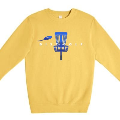 Cool Stylized Disc Golf With Basket And Disc Disk Golf Premium Crewneck Sweatshirt