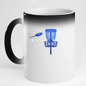 Cool Stylized Disc Golf With Basket And Disc Disk Golf 11oz Black Color Changing Mug