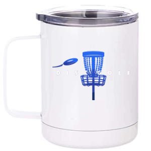 Cool Stylized Disc Golf With Basket And Disc Disk Golf 12 oz Stainless Steel Tumbler Cup