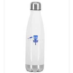 Cool Stylized Disc Golf With Basket And Disc Disk Golf Stainless Steel Insulated Water Bottle