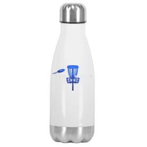 Cool Stylized Disc Golf With Basket And Disc Disk Golf Stainless Steel Insulated Water Bottle