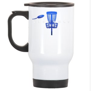 Cool Stylized Disc Golf With Basket And Disc Disk Golf Stainless Steel Travel Mug